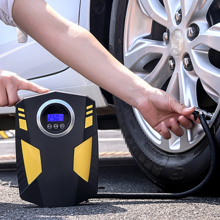 Car 12V Portable Inflatable Cylinder Pedal Digital Display Air Pump with Light & Tool Box, Digital Display with Tool Box