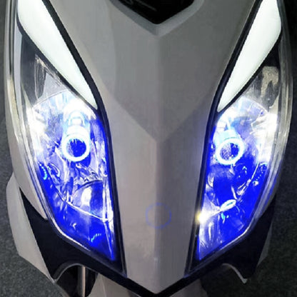 BA20D DC12-80V / 20W / 6000K / 2000LM Motorcycle Headlight with Angel Eyes, BA20D (Blue), BA20D (Red)