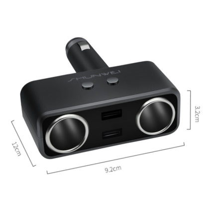 SHUNWEI SD-1925 120W 3A Car 2 in 1 Dual USB Charger 90 Degree Free Rotation Cigarette Lighter, SD-1925 (Black), SD-1925