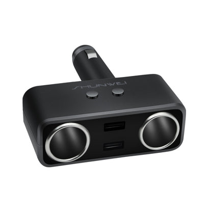 SHUNWEI SD-1925 120W 3A Car 2 in 1 Dual USB Charger 90 Degree Free Rotation Cigarette Lighter, SD-1925 (Black), SD-1925