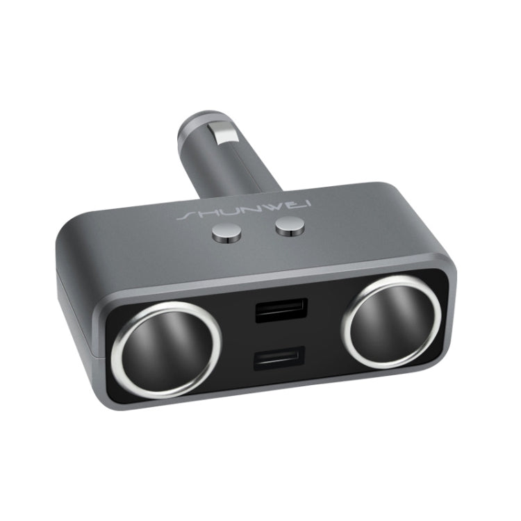 SHUNWEI SD-1925 120W 3A Car 2 in 1 Dual USB Charger 90 Degree Free Rotation Cigarette Lighter, SD-1925 (Black), SD-1925