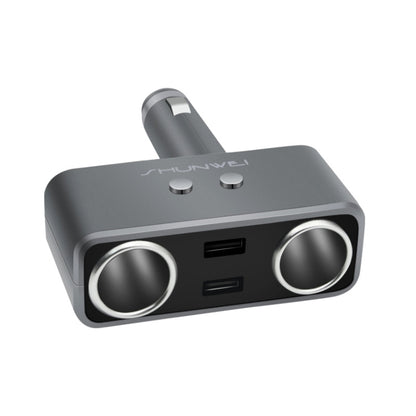SHUNWEI SD-1925 120W 3A Car 2 in 1 Dual USB Charger 90 Degree Free Rotation Cigarette Lighter, SD-1925 (Black), SD-1925