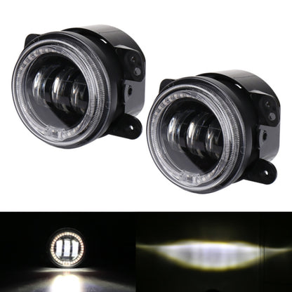 2 PCS DC12V-30V / 30W / 3A / 1440LM 12LEDs  4 inch Car LED Colorful Fog Light, Style: Black Background, Style: Black Background(White Light), Style: Black Background(Yellow Light)