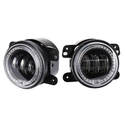2 PCS DC12V-30V / 30W / 3A / 1440LM 12LEDs  4 inch Car LED Colorful Fog Light, Style: Black Background, Style: Black Background(White Light), Style: Black Background(Yellow Light)