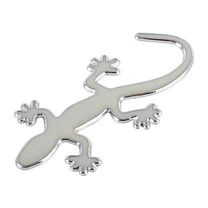 Gecko Shape Metal Car Luminous Decorative Sticker, Gold, Silver