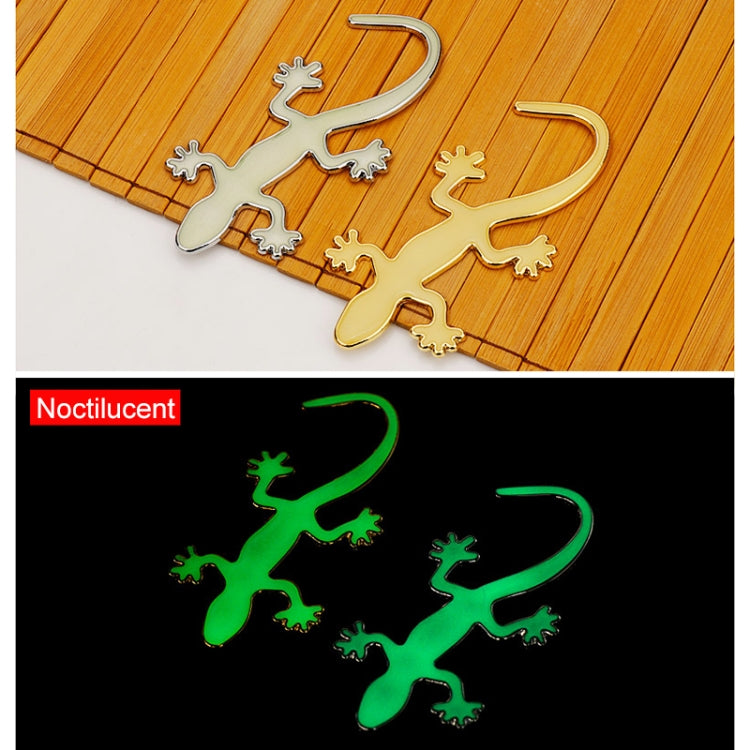Gecko Shape Metal Car Luminous Decorative Sticker, Gold, Silver