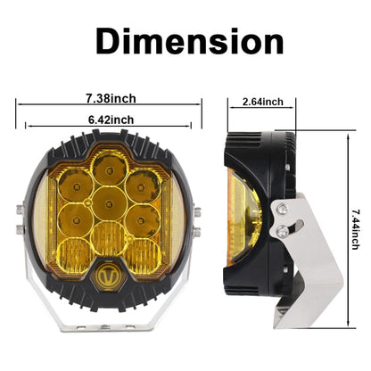 OL-1950Y 7 inch DC12V-30V 8000LM 6500K 90W Car LED Light on Three Sides Headlight for Jeep Wrangler (Gold Light), OL-1950Y 7 inch