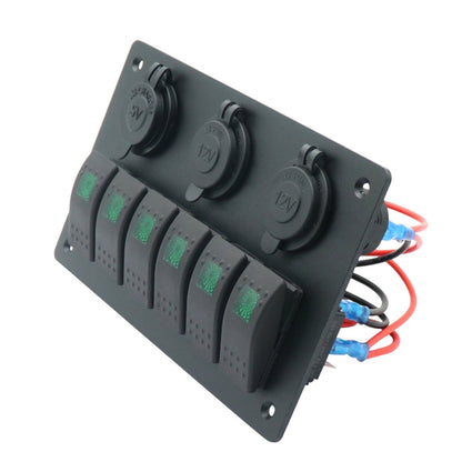 Multi-functional Combination Switch Panel 12V / 24V 6 Way Switches + Dual USB Charger for Car RV Marine Boat, 6 Way (Red Light), 6 Way (Blue Light), 6 Way (Green Light)