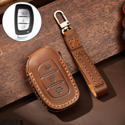 Hallmo Car Cowhide Leather Key Protective Cover Key Case for Hyundai IX35 B Style, For Hyundai IX35 B Style