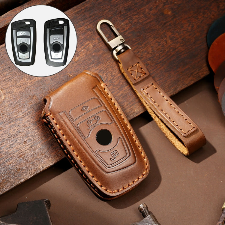 Hallmo Car Cowhide Leather Key Protective Cover Key Case for Old BMW, For Old BMW