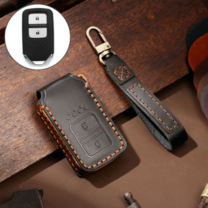 Hallmo Car Cowhide Leather Key Protective Cover Key Case for Honda Civic / Accord 2-button, For Honda Civic / Accord 2-button
