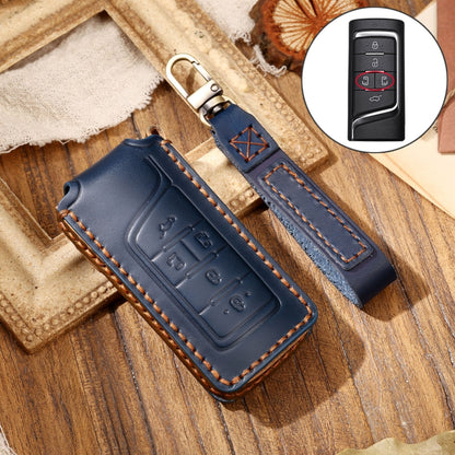 Hallmo Car Cowhide Leather Key Protective Cover Key Case for Trumpchi GS4 2021 C Style, For Trumpchi GS4 2021 C Style