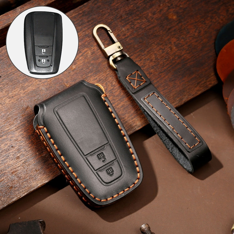 Hallmo Car Cowhide Leather Key Protective Cover Key Case for Toyota Corolla 2018 2-button, For Toyota Corolla 2018 2-button