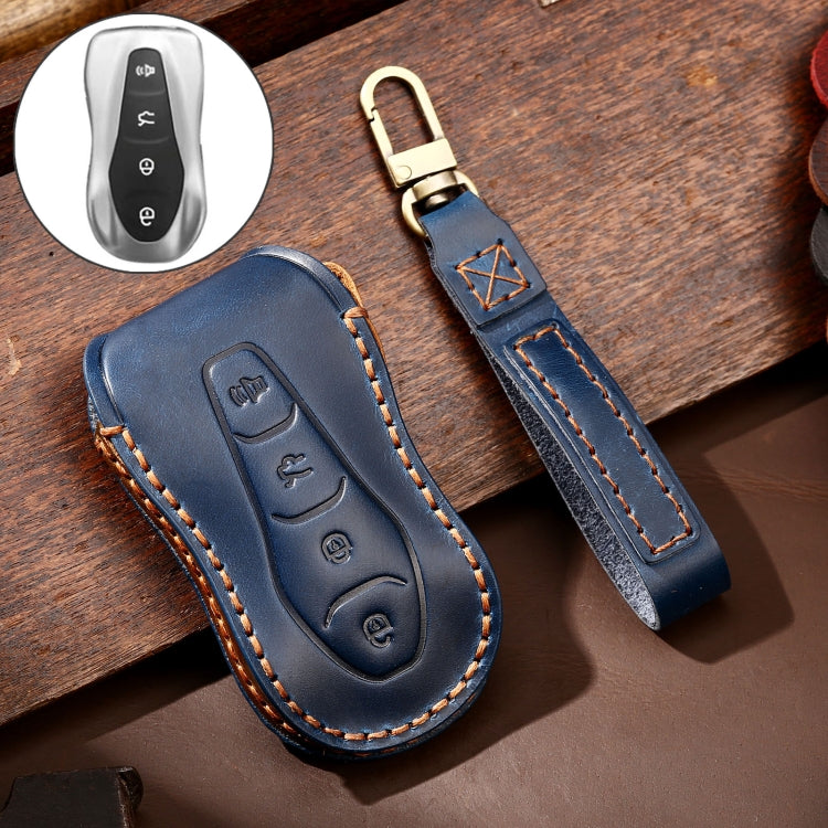 Hallmo Car Cowhide Leather Key Protective Cover Key Case for Geely Emgrand A Style, For Geely Emgrand A Style