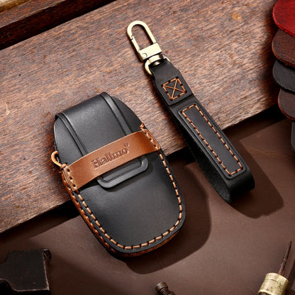 Hallmo Car Cowhide Leather Key Protective Cover Key Case for Geely Emgrand B Style, For Geely Emgrand B Style