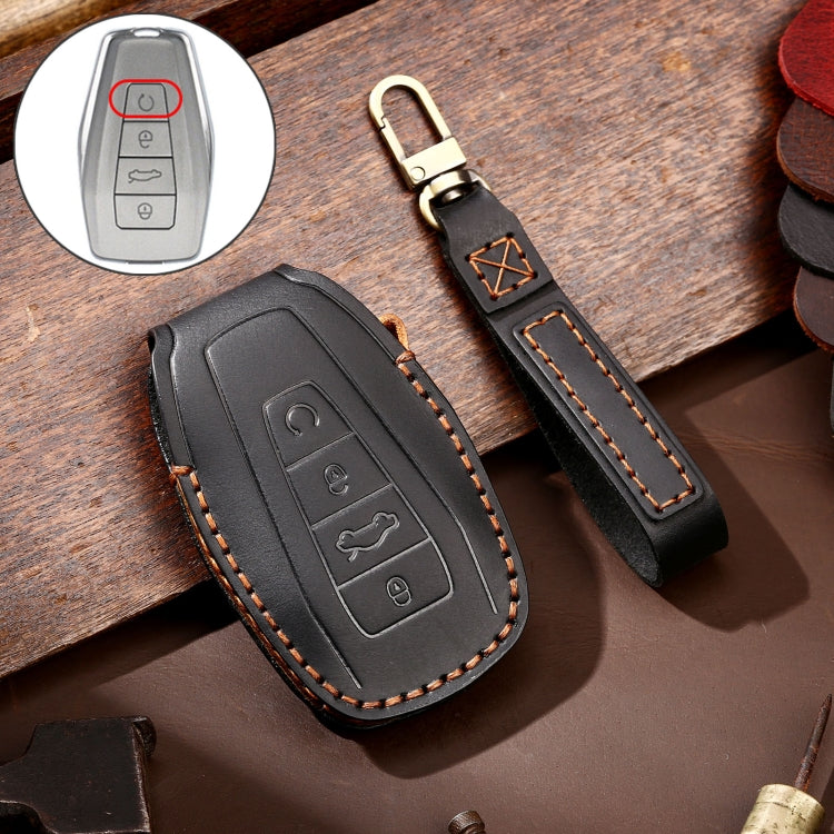 Hallmo Car Cowhide Leather Key Protective Cover Key Case for Geely Emgrand B Style, For Geely Emgrand B Style