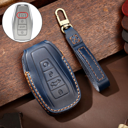 Hallmo Car Cowhide Leather Key Protective Cover Key Case for Geely Emgrand B Style, For Geely Emgrand B Style