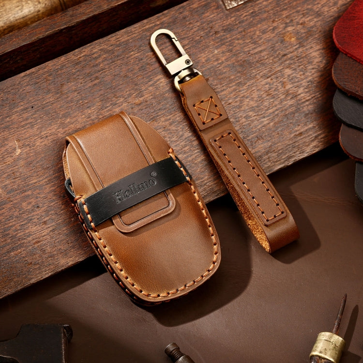 Hallmo Car Cowhide Leather Key Protective Cover Key Case for Geely Emgrand B Style, For Geely Emgrand B Style