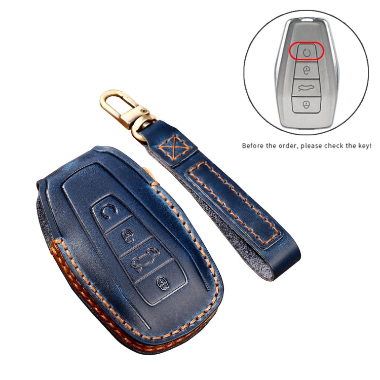 Hallmo Car Cowhide Leather Key Protective Cover Key Case for Geely Emgrand B Style, For Geely Emgrand B Style