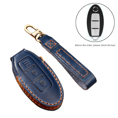 Hallmo Car Cowhide Leather Key Protective Cover Key Case for Nissan Sylphy 2-button, For Nissan Sylphy 2-button