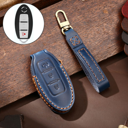Hallmo Car Cowhide Leather Key Protective Cover Key Case for Nissan Sylphy 3-button Horn, For Nissan Sylphy 3-button Horn, Fr Nissan Sylphy 3-button Horn