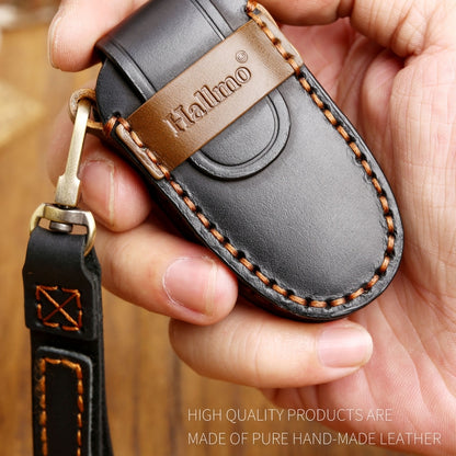 Hallmo Car Cowhide Leather Key Protective Cover Key Case for Tesla Model X B Style, For Tesla Model X B Style