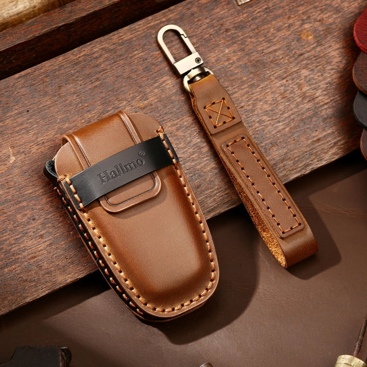 Hallmo Car Cowhide Leather Key Protective Cover Key Case for Ford Focus C Style, For Ford Focus C Style