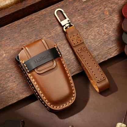 Hallmo Car Cowhide Leather Key Protective Cover Key Case for Ford Focus C Style, For Ford Focus C Style
