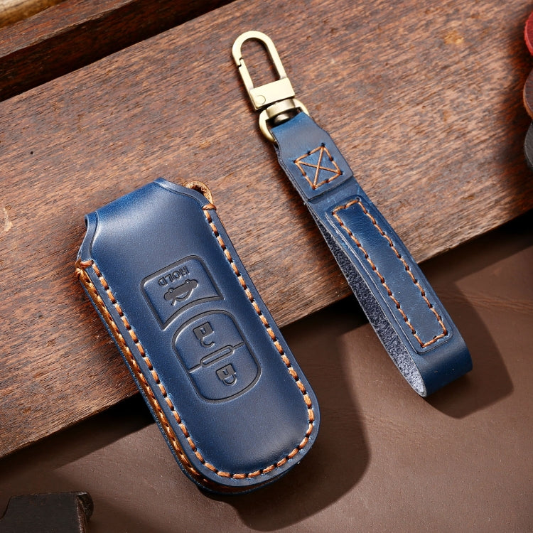 Hallmo Car Cowhide Leather Key Protective Cover Key Case for Mazda Axela 3-button, For Mazda Axela 3-button