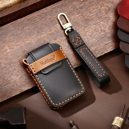 Hallmo Car Cowhide Leather Key Protective Cover Key Case for Volvo 6-button, For Volvo 6-button