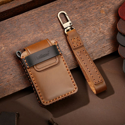 Hallmo Car Cowhide Leather Key Protective Cover Key Case for Volvo 6-button, For Volvo 6-button