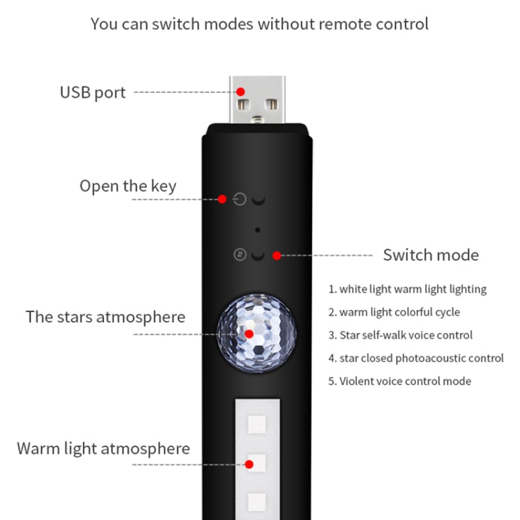 D88 5V 2.5W Car Colorful Starry Sky Atmosphere Lamp with Remote Control, D88 with Remote Control