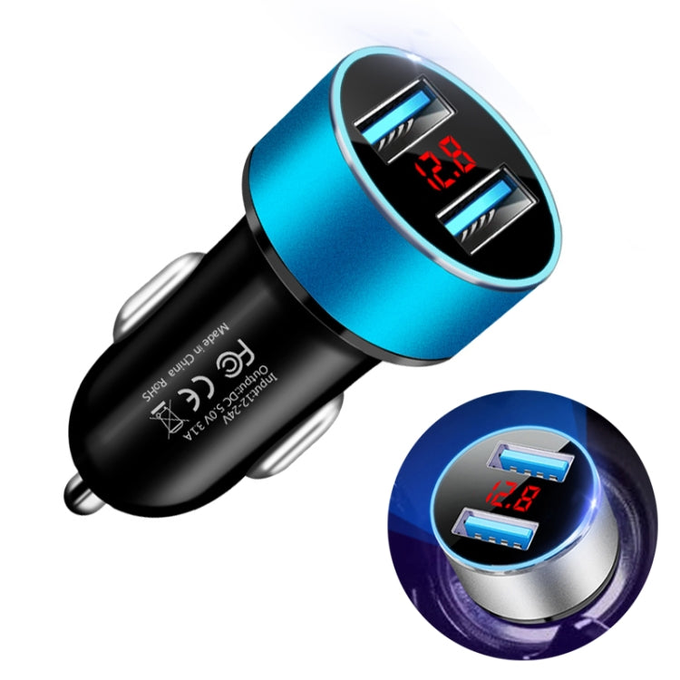 JMG-C016A 5V 3.1A Car Dual USB Charger with LED Display, JMG-C016A (Blue), JMG-C016A (Red), JMG-C016A (Silver), JMG-C016A (Black), JMG-C016A (Gold)