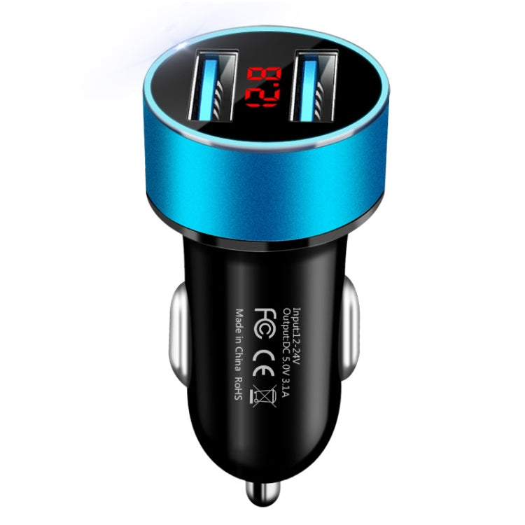JMG-C016A 5V 3.1A Car Dual USB Charger with LED Display, JMG-C016A (Blue), JMG-C016A (Red), JMG-C016A (Silver), JMG-C016A (Black), JMG-C016A (Gold)