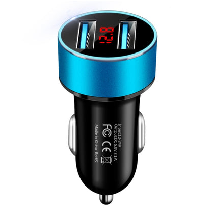 JMG-C016A 5V 3.1A Car Dual USB Charger with LED Display, JMG-C016A (Blue), JMG-C016A (Red), JMG-C016A (Silver), JMG-C016A (Black), JMG-C016A (Gold)