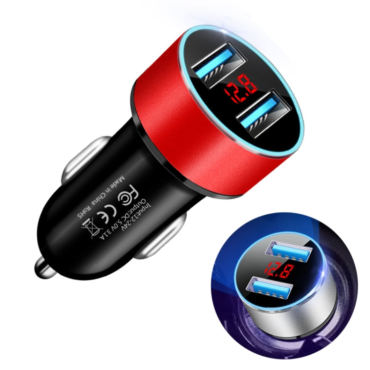 JMG-C016A 5V 3.1A Car Dual USB Charger with LED Display, JMG-C016A (Blue), JMG-C016A (Red), JMG-C016A (Silver), JMG-C016A (Black), JMG-C016A (Gold)
