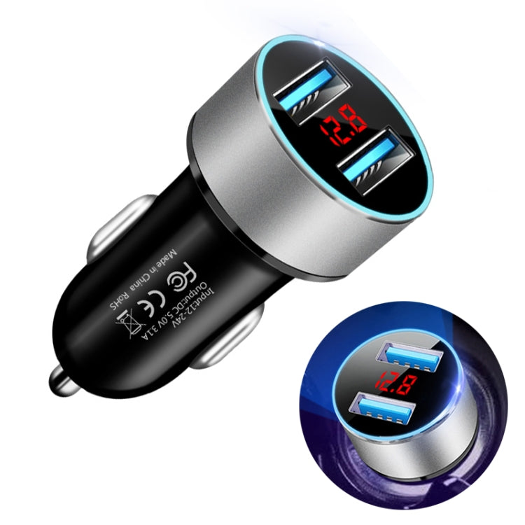 JMG-C016A 5V 3.1A Car Dual USB Charger with LED Display, JMG-C016A (Blue), JMG-C016A (Red), JMG-C016A (Silver), JMG-C016A (Black), JMG-C016A (Gold)