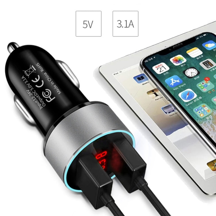 JMG-C016A 5V 3.1A Car Dual USB Charger with LED Display, JMG-C016A (Blue), JMG-C016A (Red), JMG-C016A (Silver), JMG-C016A (Black), JMG-C016A (Gold)