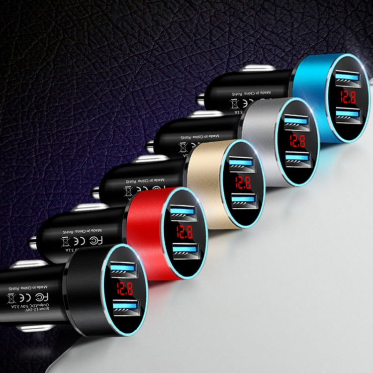 JMG-C016A 5V 3.1A Car Dual USB Charger with LED Display, JMG-C016A (Blue), JMG-C016A (Red), JMG-C016A (Silver), JMG-C016A (Black), JMG-C016A (Gold)