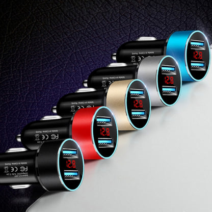 JMG-C016A 5V 3.1A Car Dual USB Charger with LED Display, JMG-C016A (Blue), JMG-C016A (Red), JMG-C016A (Silver), JMG-C016A (Black), JMG-C016A (Gold)