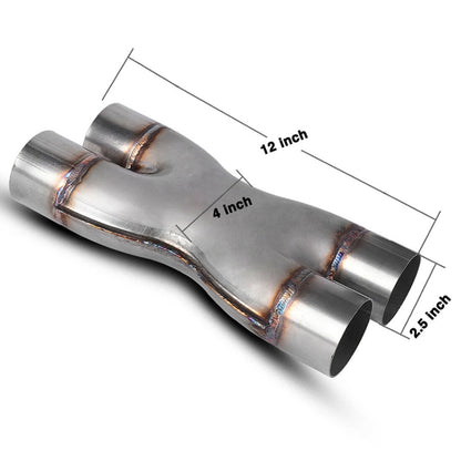 Dual 2.5 inch Car Universal 304 Stainless Steel X-type Exhaust Pipe, TP-1016-2-5-2-5