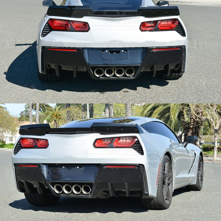 4 PCS Car Modified ABS Rear Wing Side Spoiler Lip for Chevrolet Corvette, For Chevrolet Corvette