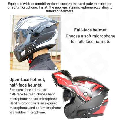 K10 Motorcycle Bluetooth Helmet Headset, Black Hard Pole Microphone, White Hard Pole Microphone, Carbon Fiber Hard Pole Microphone, Carbon Fiber Hidden Microphone, Black Hard Pole Microphone, Black Hidden Microphone, White Hidden Microphone