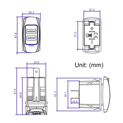 Car 4.8A Double-sided Mobile Phone Charger, 4.8A