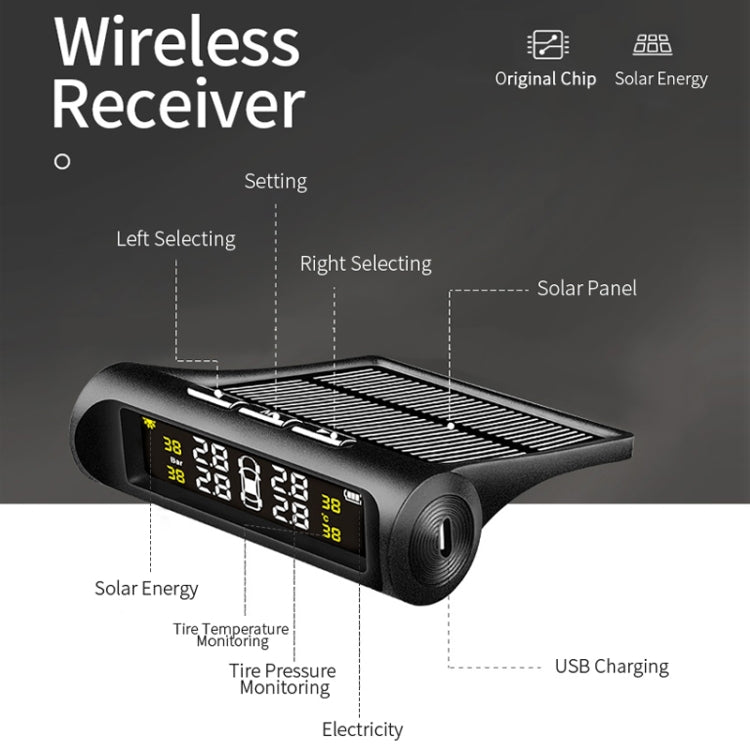 YB-P0248 Universal Car Wireless Solar Built-in TPMS Tire Pressure Monitor Detector, YB-P0248