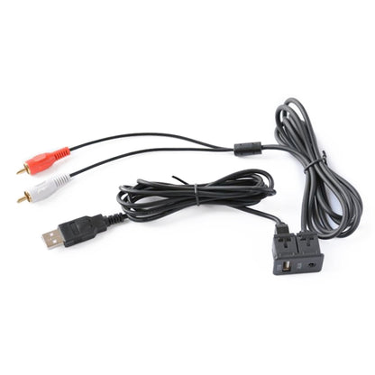 Car Universal Modified USB AUX Extension Cable USB+2RCA Lotus Male Switch Holder for Alpine / Pioneer, USB AUX Extension Cable