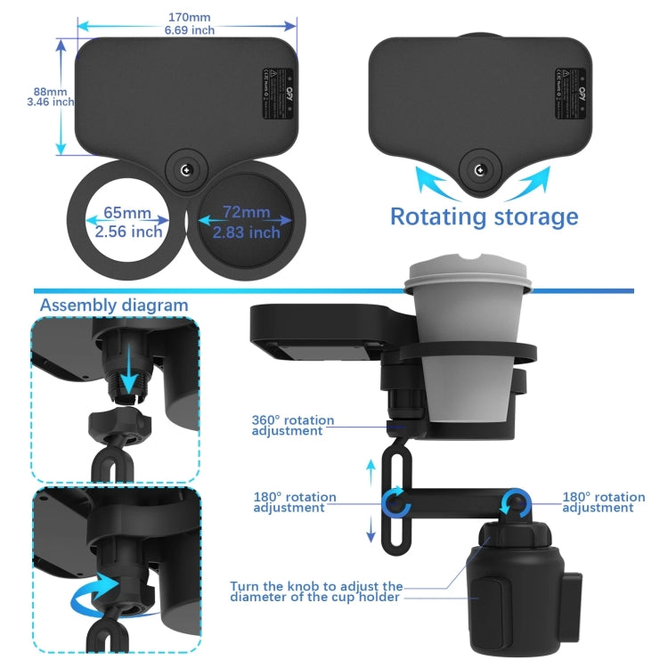 Car Multi-function Water Cup Holder with Wireless Charging Function, with Wireless Charging Function