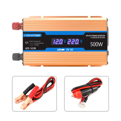 Carmaer 12V to 220V 500W Car Multi-function Double Digital Display Inverter Household Power Converter, 12V to 220V 500W