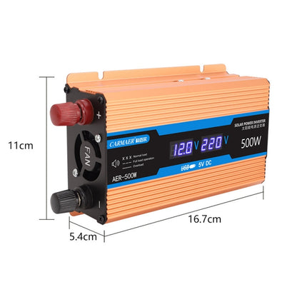 Carmaer 24V to 220V 500W Car Multi-function Double Digital Display Inverter Household Power Converter, 24V to 220V 500W