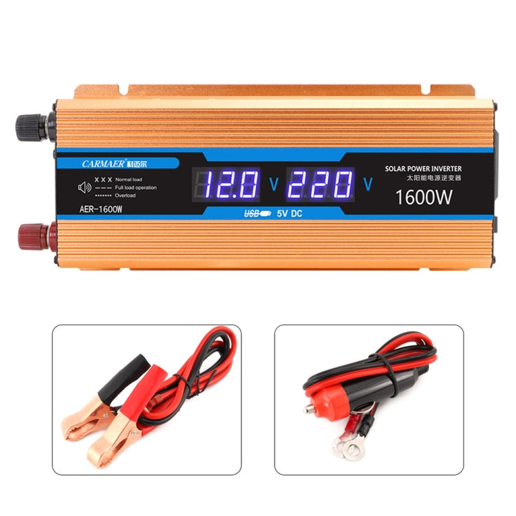 Carmaer 24V to 220V 1600W Car Multi-function Double Digital Display Inverter Household Power Converter, 24V to 220V 1600W